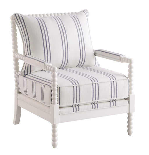 Blanchett Upholstered Accent Chair with Spindle Accent White and Navy - Imperial Furniture (Las Vegas, NV) - Multi Location