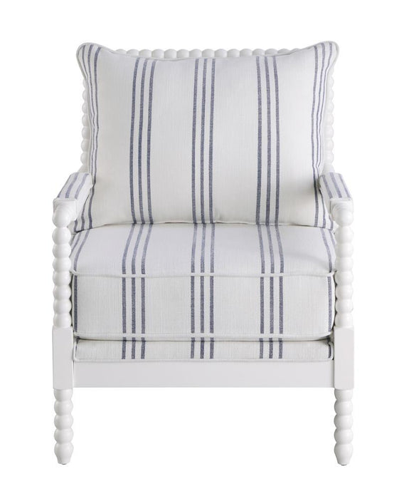Blanchett Upholstered Accent Chair with Spindle Accent White and Navy - Imperial Furniture (Las Vegas, NV) - Multi Location