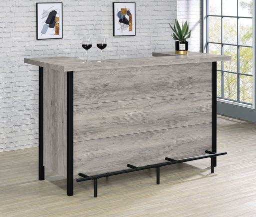 Bellemore Bar Unit with Footrest Grey Driftwood and Black - Imperial Furniture (Las Vegas, NV) - Multi Location