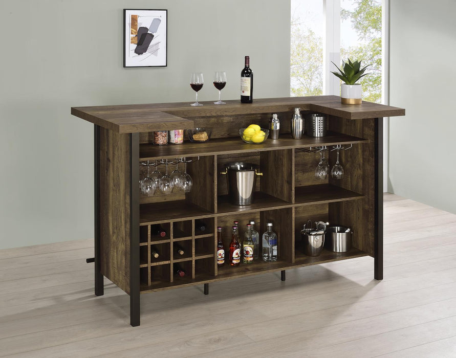 Bellemore Rectangular Storage Bar Unit Rustic Oak - Imperial Furniture (Las Vegas, NV) - Multi Location