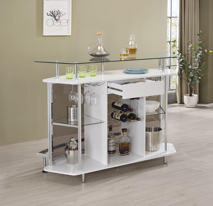 Gideon Crescent Shaped Glass Top Bar Unit with Drawer - Imperial Furniture (Las Vegas, NV) - Multi Location
