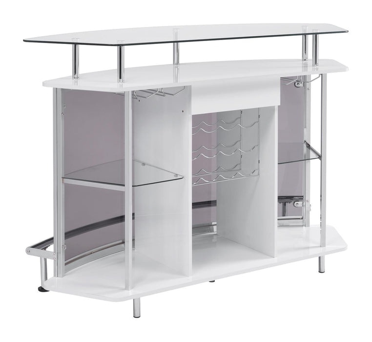 Gideon Crescent Shaped Glass Top Bar Unit with Drawer - Imperial Furniture (Las Vegas, NV) - Multi Location