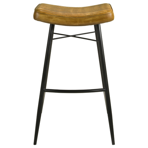 Bayu Leather Upholstered Saddle Seat Backless Bar Stool (Set of 2) - Imperial Furniture (Las Vegas, NV) - Multi Location