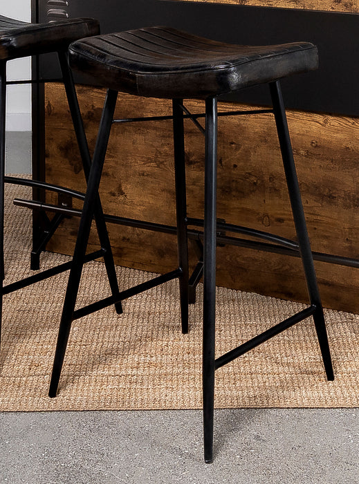 Bayu Leather Upholstered Saddle Seat Backless Bar Stool (Set of 2) - Imperial Furniture (Las Vegas, NV) - Multi Location