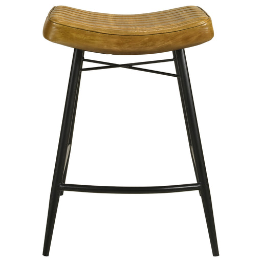 Bayu Leather Upholstered Saddle Seat Backless Counter Height Stool (Set of 2) - Imperial Furniture (Las Vegas, NV) - Multi Location