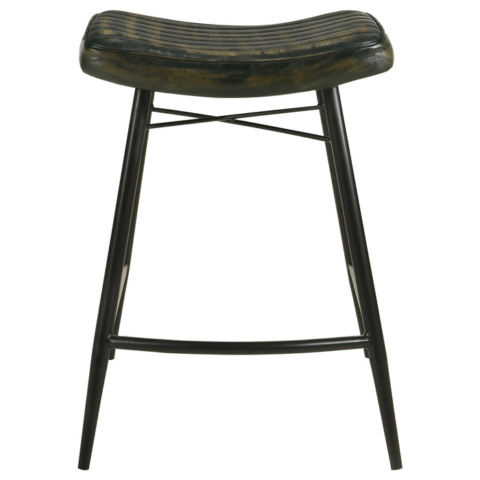 Bayu Leather Upholstered Saddle Seat Backless Counter Height Stool (Set of 2) - Imperial Furniture (Las Vegas, NV) - Multi Location