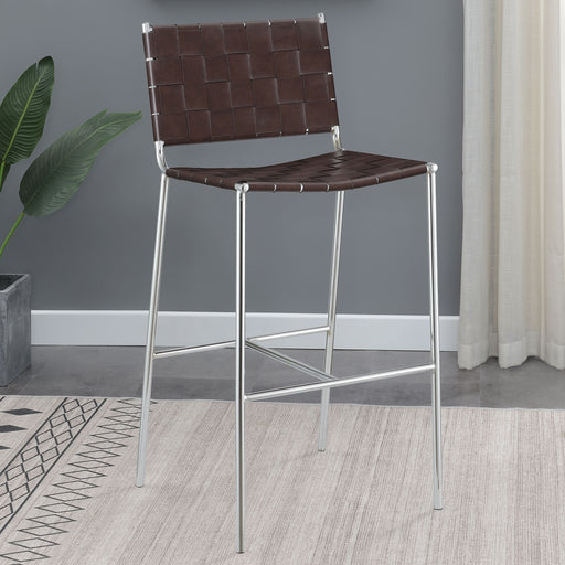 Adelaide Upholstered Bar Stool with Open Back Brown and Chrome - Imperial Furniture (Las Vegas, NV) - Multi Location
