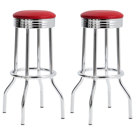 Theodore Upholstered Top Bar Stools Red and Chrome (Set of 2) - Imperial Furniture (Las Vegas, NV) - Multi Location
