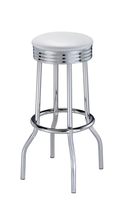 Theodore Upholstered Top Bar Stools White and Chrome (Set of 2) - Imperial Furniture (Las Vegas, NV) - Multi Location