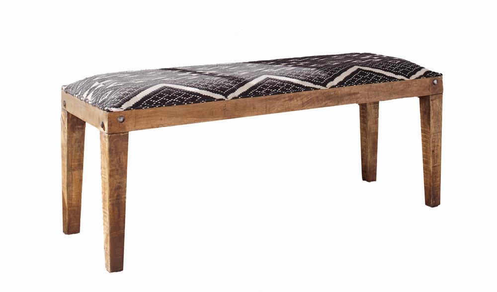 Lamont Rectangular Upholstered Bench Natural and Navy - Imperial Furniture (Las Vegas, NV) - Multi Location