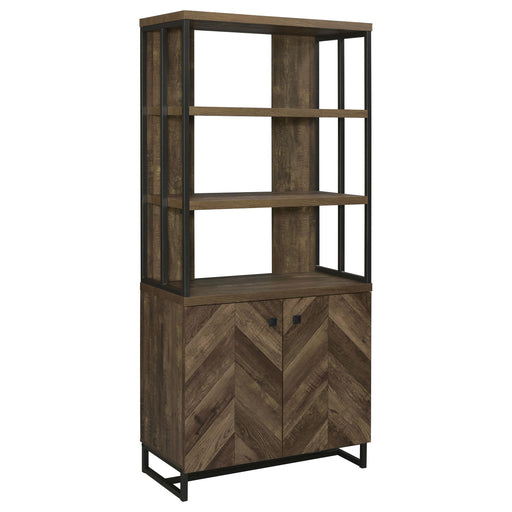 Millbrook 2-door Bookcase Rustic Oak Herringbone and Gunmetal - Imperial Furniture (Las Vegas, NV) - Multi Location