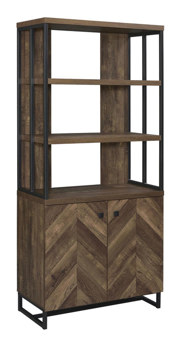 Millbrook 2-door Bookcase Rustic Oak Herringbone and Gunmetal - Imperial Furniture (Las Vegas, NV) - Multi Location