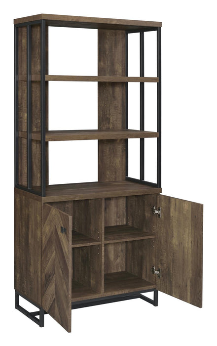 Millbrook 2-door Bookcase Rustic Oak Herringbone and Gunmetal - Imperial Furniture (Las Vegas, NV) - Multi Location