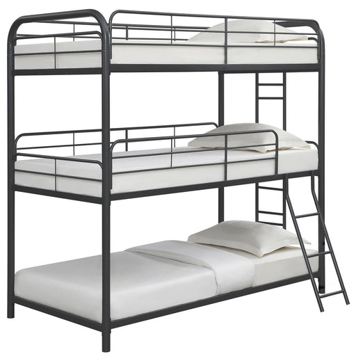 Garner Triple Twin Bunk Bed with Ladder Gunmetal - Imperial Furniture (Las Vegas, NV) - Multi Location