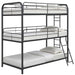 Garner Triple Twin Bunk Bed with Ladder Gunmetal - Imperial Furniture (Las Vegas, NV) - Multi Location