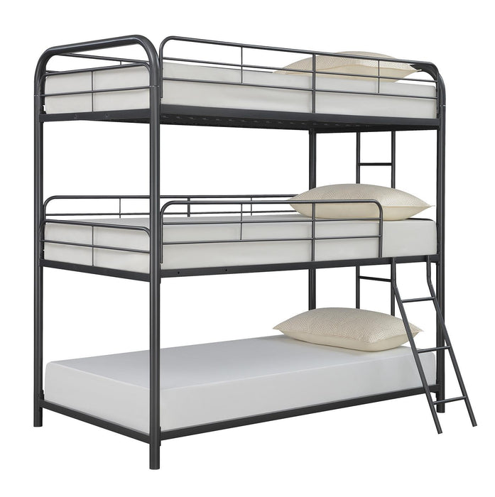 Garner Triple Twin Bunk Bed with Ladder Gunmetal - Imperial Furniture (Las Vegas, NV) - Multi Location