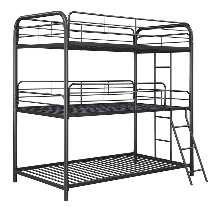Garner Triple Twin Bunk Bed with Ladder Gunmetal - Imperial Furniture (Las Vegas, NV) - Multi Location