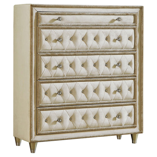 Antonella 5-drawer Upholstered Chest Ivory and Camel - Imperial Furniture (Las Vegas, NV) - Multi Location