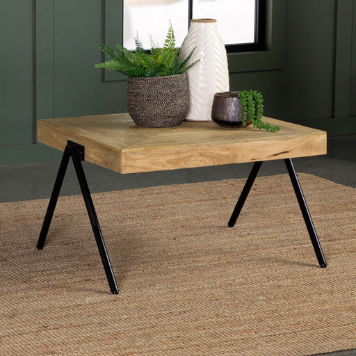Avery Rectangular Coffee Table with Metal Legs Natural and Black - Imperial Furniture (Las Vegas, NV) - Multi Location