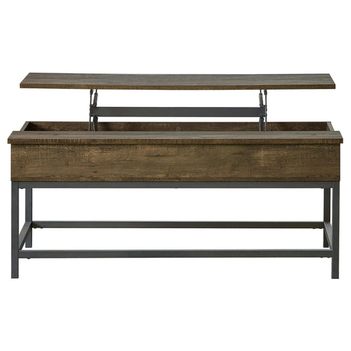 Byers Black Coffee Table with Hidden Storage Brown Oak and Sandy Black - Imperial Furniture (Las Vegas, NV) - Multi Location