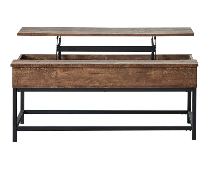 Byers Black Coffee Table with Hidden Storage Brown Oak and Sandy Black - Imperial Furniture (Las Vegas, NV) - Multi Location