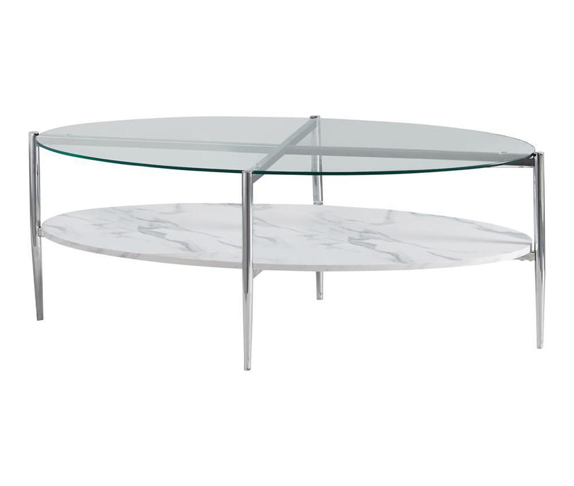 Cadee Round Glass Top Coffee Table White and Chrome - Imperial Furniture (Las Vegas, NV) - Multi Location