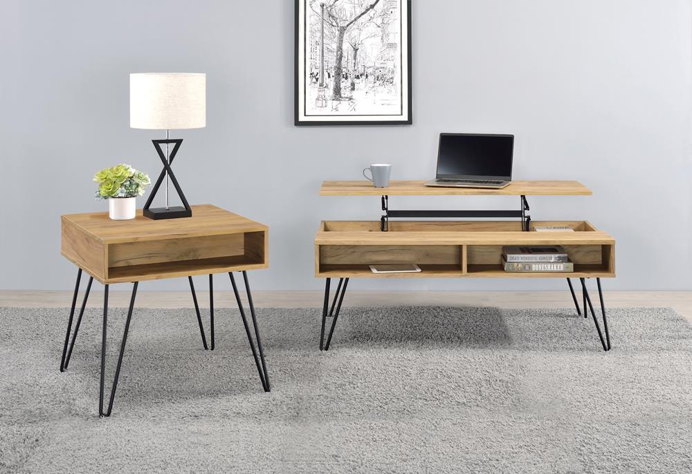 Fanning Lift Top Storage Coffee Table Golden Oak and Black - Imperial Furniture (Las Vegas, NV) - Multi Location