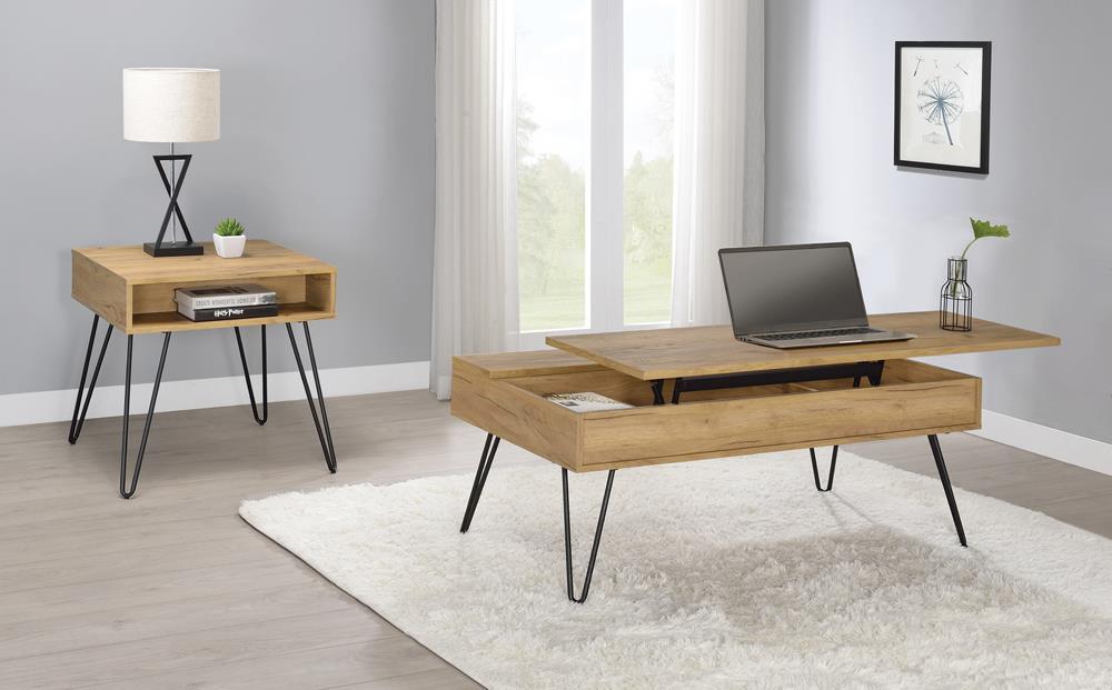 Fanning Lift Top Storage Coffee Table Golden Oak and Black - Imperial Furniture (Las Vegas, NV) - Multi Location