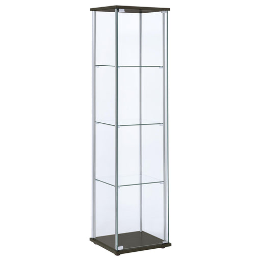 Bellatrix Rectangular 4-shelf Curio Cabinet Cappuccino and Clear - Imperial Furniture (Las Vegas, NV) - Multi Location