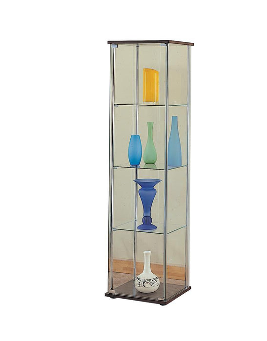 Bellatrix Rectangular 4-shelf Curio Cabinet Cappuccino and Clear - Imperial Furniture (Las Vegas, NV) - Multi Location