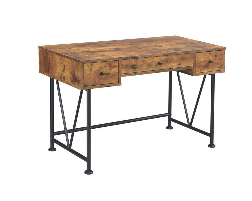 Analiese 3-drawer Writing Desk Antique Nutmeg and Black - Imperial Furniture (Las Vegas, NV) - Multi Location