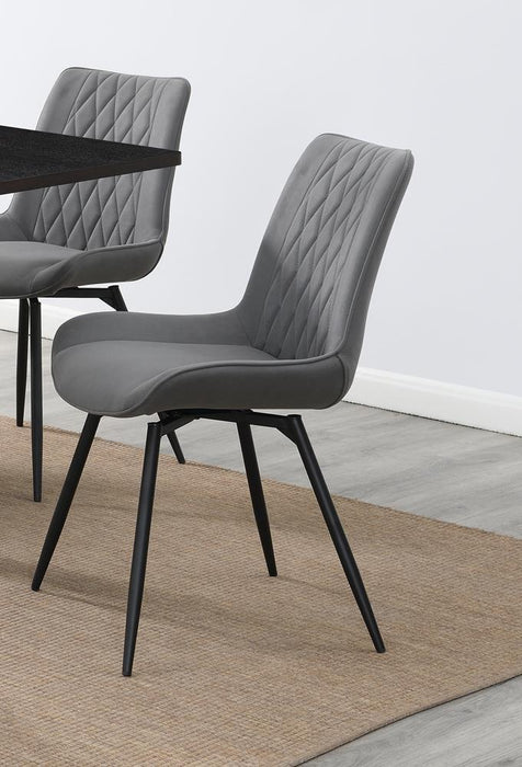 Diggs Upholstered Tufted Swivel Dining Chairs Grey and Gunmetal (Set of 2) - Imperial Furniture (Las Vegas, NV) - Multi Location