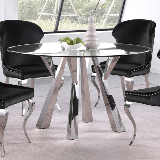 Alaia Round Glass Top Dining Table Clear and Chrome - Imperial Furniture (Las Vegas, NV) - Multi Location