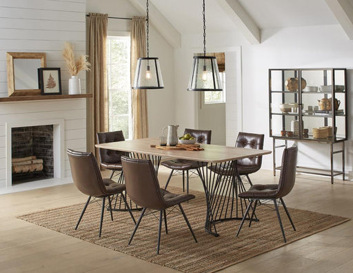 Altus Swirl Base Dining Table Natural Oak and Gunmetal - Imperial Furniture (Las Vegas, NV) - Multi Location