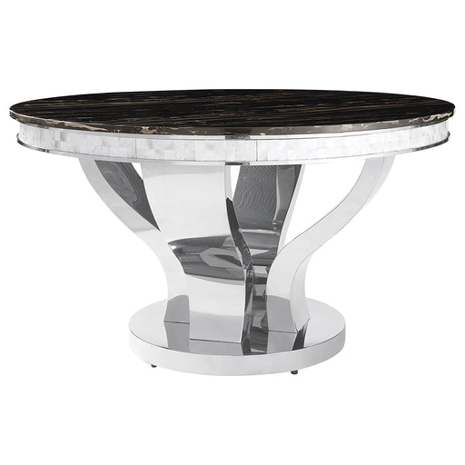 Anchorage Round Dining Table Chrome and Black - Imperial Furniture (Las Vegas, NV) - Multi Location