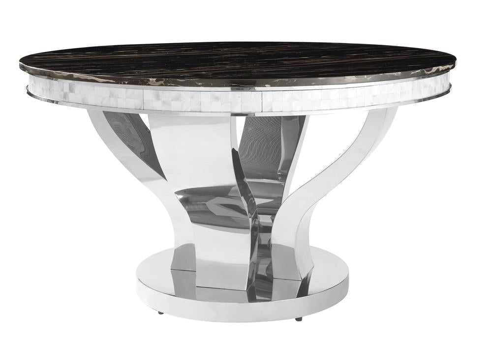 Anchorage Round Dining Table Chrome and Black - Imperial Furniture (Las Vegas, NV) - Multi Location