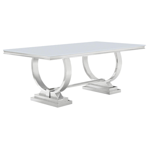 Antoine Rectangle Dining Table White and Chrome - Imperial Furniture (Las Vegas, NV) - Multi Location