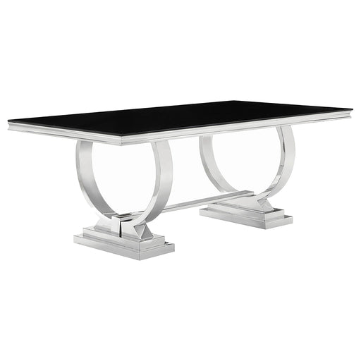 Antoine Rectangular Dining Table Chrome and Black - Imperial Furniture (Las Vegas, NV) - Multi Location