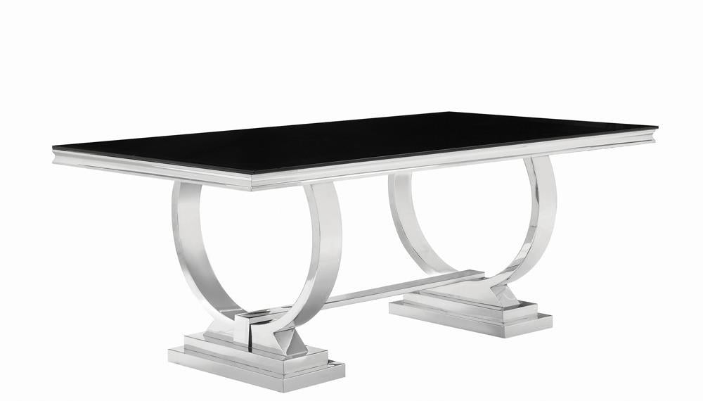 Antoine Rectangular Dining Table Chrome and Black - Imperial Furniture (Las Vegas, NV) - Multi Location