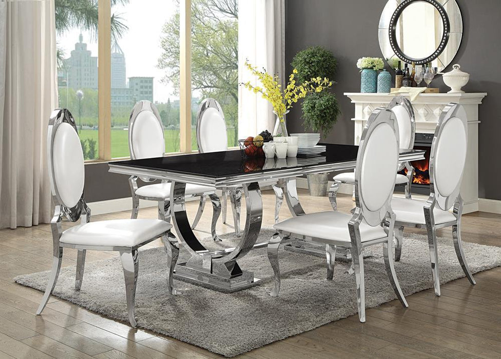 Antoine Rectangular Dining Table Chrome and Black - Imperial Furniture (Las Vegas, NV) - Multi Location