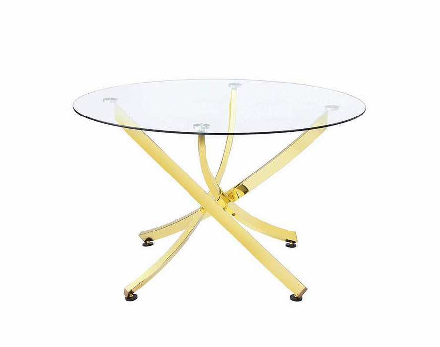 Beckham Round Dining Table Brass and Clear - Imperial Furniture (Las Vegas, NV) - Multi Location