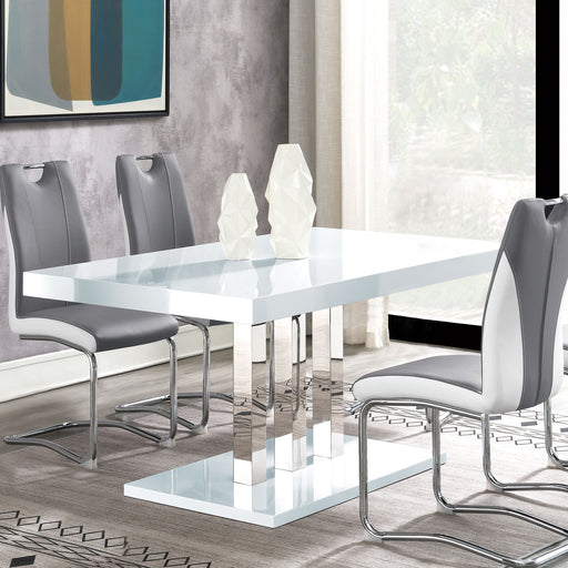 Brooklyn Rectangular Dining Table White High Gloss and Chrome - Imperial Furniture (Las Vegas, NV) - Multi Location
