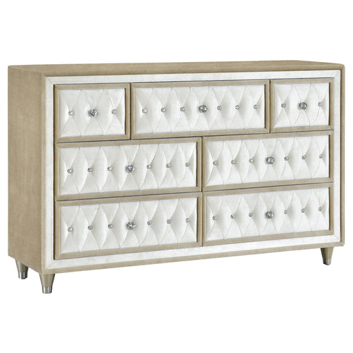 Antonella 7-drawer Upholstered Dresser Ivory and Camel - Imperial Furniture (Las Vegas, NV) - Multi Location