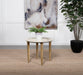 Aldis Round Marble Top End Table White and Natural - Imperial Furniture (Las Vegas, NV) - Multi Location