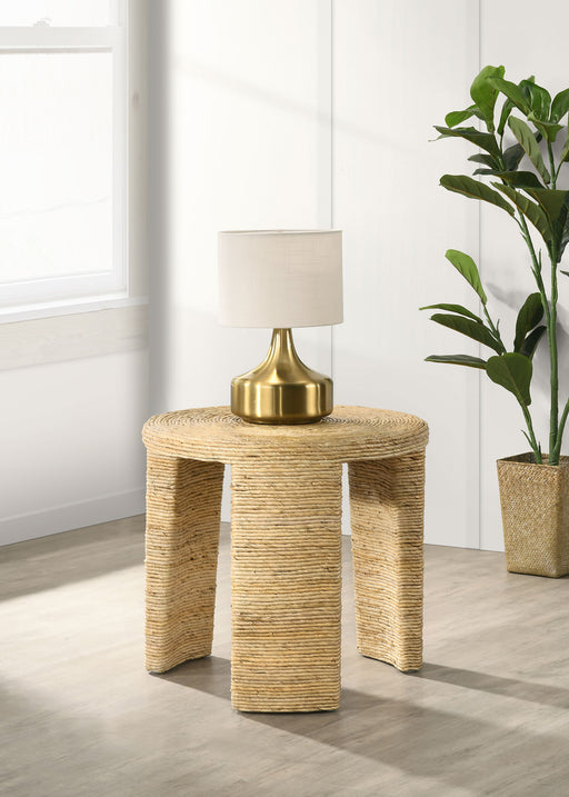 Artina Woven Rattan Round End Table Natural Brown - Imperial Furniture (Las Vegas, NV) - Multi Location
