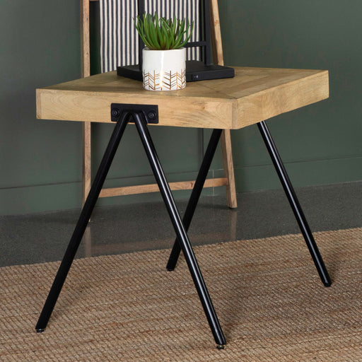Avery Square End Table with Metal Legs Natural and Black - Imperial Furniture (Las Vegas, NV) - Multi Location