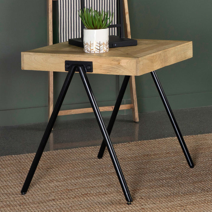 Avery Square End Table with Metal Legs Natural and Black - Imperial Furniture (Las Vegas, NV) - Multi Location