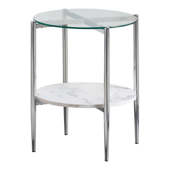 Cadee Round Glass Top End Table Clear and Chrome - Imperial Furniture (Las Vegas, NV) - Multi Location