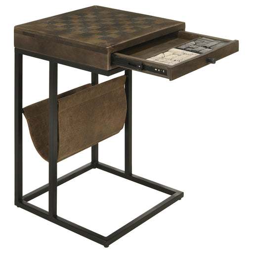 Chessie 1-drawer Square Side Table With Leatherette Sling Tobacco and Black - Imperial Furniture (Las Vegas, NV) - Multi Location