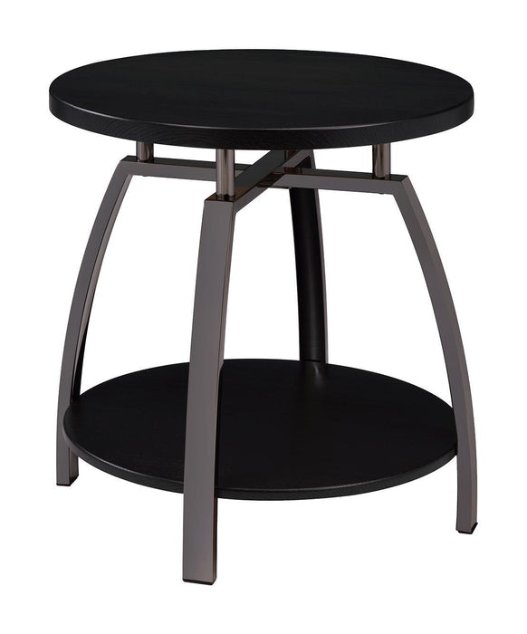 Dacre Round End Table Dark Grey and Black Nickel - Imperial Furniture (Las Vegas, NV) - Multi Location
